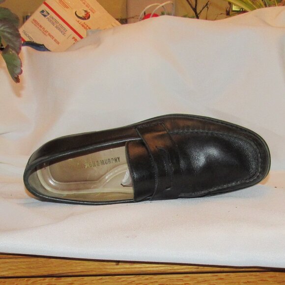 Johnston & Murphy Ainsworth Black Leather Loafers Size 9 M Sheepskin Interior - Picture 10 of 12
